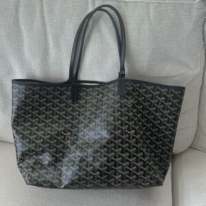 Goyard BLACK GOYARDINE CANVAS SAINT-LOUIS PM tote